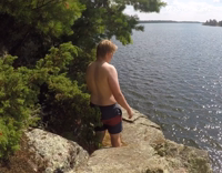 Shirtless Backflip Into Water Fails