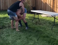 Collab Dpdt - Guy Lifts Friend To Break Table