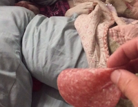 Dog wakes up for salami