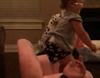 Slowmotion Baby Jump Onto Butt