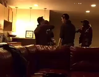 Guy dances with friends