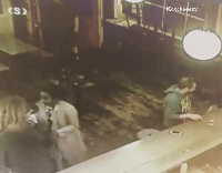 Security Camera Girls Tumbles Through Bar Doors Onto Face