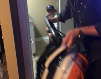 Leafblower Hair BlowDried While On Toilet