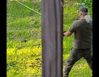 Lawn mower rope mowing