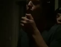 mans whole face on fire