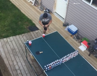Beer Pong Shot From Outdoor Balcony