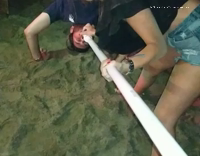 Beer bong upside down