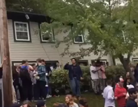 Backpack Kid Catches Beer and Bangs It Against head