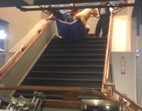 Goodwill cart makes for 
epic fall