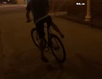 Night Time Biker Rides Into Plastic Fence