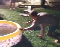 drunk guy jumps into kiddy pool