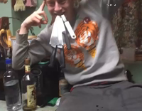 Drunk Kid Sticks Knives In His Mouth