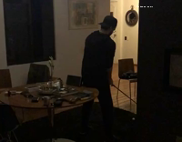 chandelier broken with golf club