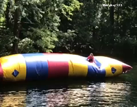 girl in red on blob wipeout