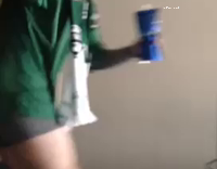 green shirt man no pants falls