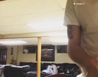 Guy puts hotdog onto a sizzling hot pan and the hotdog lights on fire