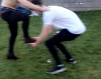 Blonde Hair Shirtless Guy Friend Helps Backflip Fail