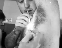 light cigarette with armpit
