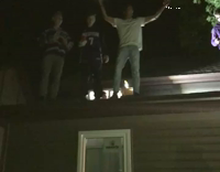 White T Shirt Jumps Off Roof Into Couch