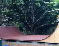 Skateboard half pipe jousting