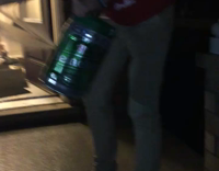 Guy Chugs Beer From Mini Keg Wich Hole in Side