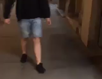 Big Guy Projectile Vomit In Street Jean Shorts