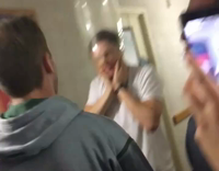 Guy With Condom Blown Up On Face Runs Into Door