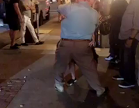 Big old white guy dancing with blonde girl