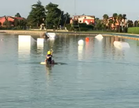 Wakeboarding Guy Yellow Helmet Faceplants