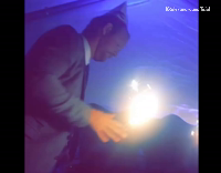 Guy put fire stick into pants