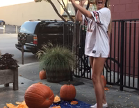 Collab DPDT - Girl Tries To Smash Pumpkins But Ends Up Falling