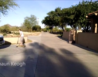 Guy slips and loses control of motor scooter