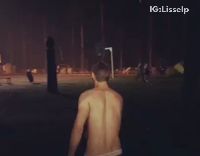 Guy In Underwear Falls In Rain Puddle and Inchworms Through It