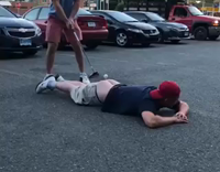 Golf Ball Teed Up In Butt Crack and Golfer Misses Ball Hits Red Hat Friend