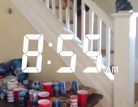 Guy Jumps From Banister Hand Rail Onto Table Full of Empty Beers and Friend id Background is Clearly Annoyed